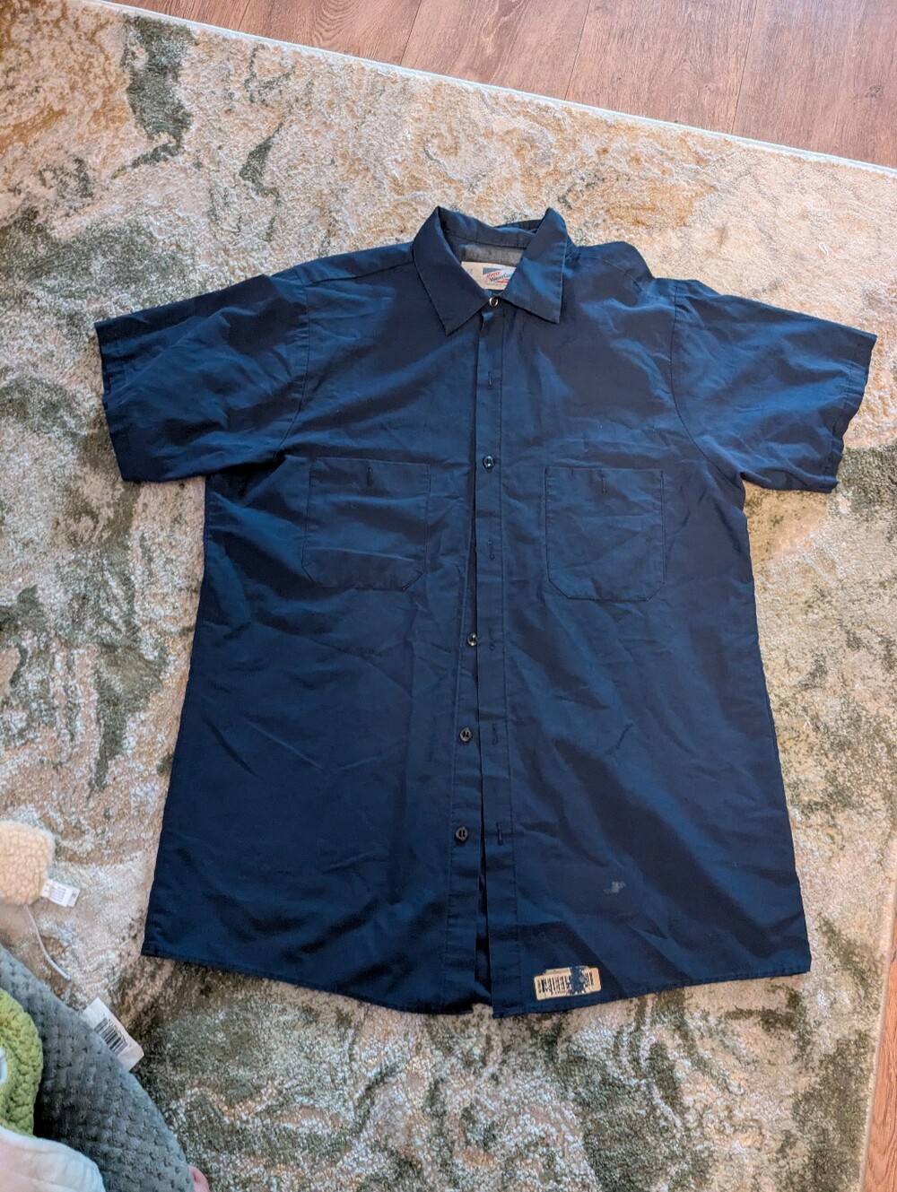 Men's Short-Sleeve Button-Down Shirt in Navy Work Shirt- Casual Everyday